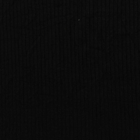 Viscose Stretch Rib Knit Fabric, 200 gsm, 165 cm — Black