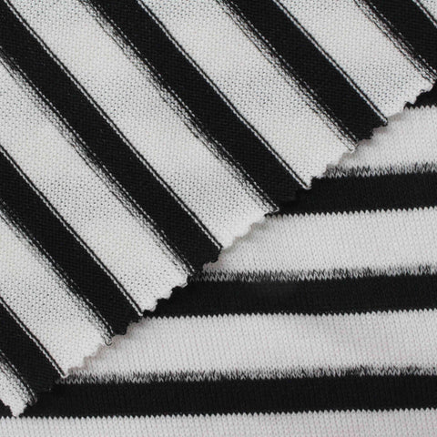Black Horizontal-Stripe Knit, Polyester, 169 gsm