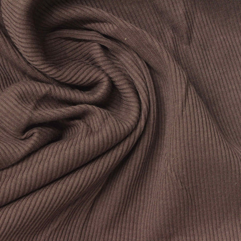 100% Cotton Rib Knit Fabric, 160 gsm, 110 cm — Brown