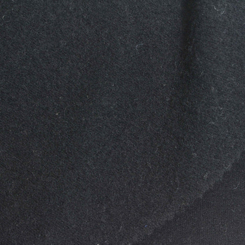 Brushed Polyester Viscose Stretch French Terry Fabric, 250 gsm — Black