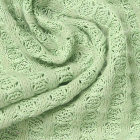 Light Green Textured Waffle Knit, Poly-Viscose