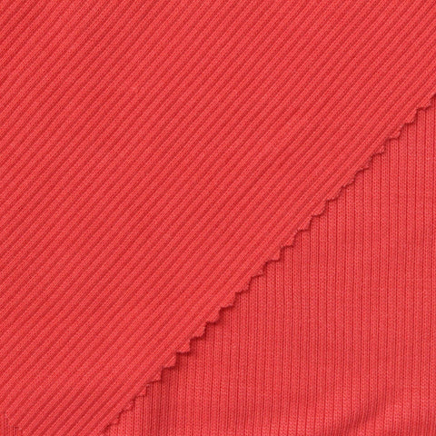 Viscose Stretch Rib Knit Fabric, 300 gsm, 120 cm — Red