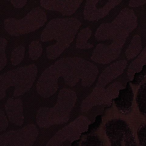 Dark Burgundy Leopard Velvet, Poly-Nylon
