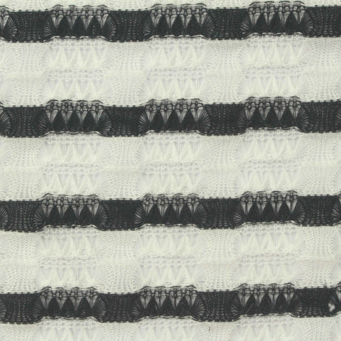 Black Horizontal-Stripe Chunky Knit, Polyester, 140 gsm