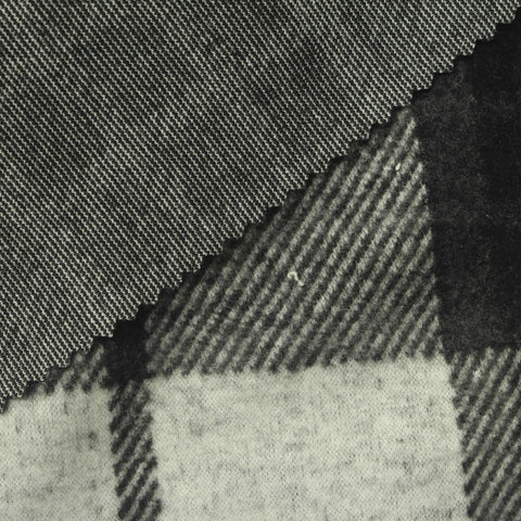 Grey Check Jacquard, Poly-Viscose, 335 gsm