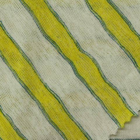 Yellow Stripes Chunky Knit, Cotton-Poly, 165 gsm