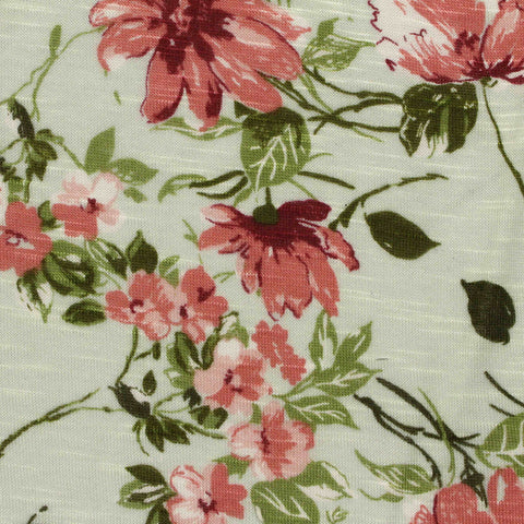 Pink Floral Jersey Knit, Viscose, 155 gsm