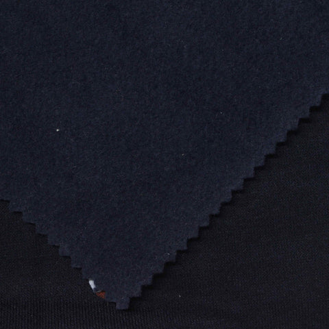 Printed Brushed Cotton Polyester French Terry Fabric, 280 gsm, 185 cm — Navy