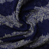 Dark Blue Diagonal-Stripe Chunky Knit, Poly-Viscose — photo 1