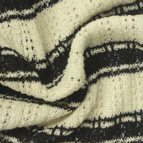 Cream Openwork Rib Knit, Poly-Cotton