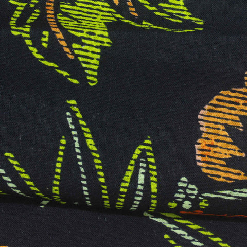 Orange Floral Woven, Cotton-Linen