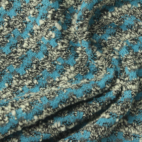 Blue Textured Bouclé, Poly-Cotton
