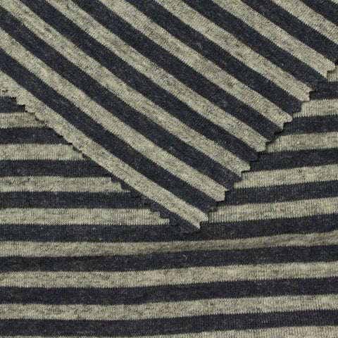 Dark Grey Stripes Rib Knit, Cotton, 220 gsm
