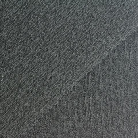 Dark Green Textured Rib Knit, Cotton-Poly