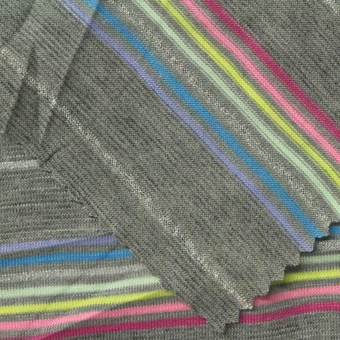 Grey Horizontal-Stripe Jersey Knit, Poly-Viscose, 160 gsm