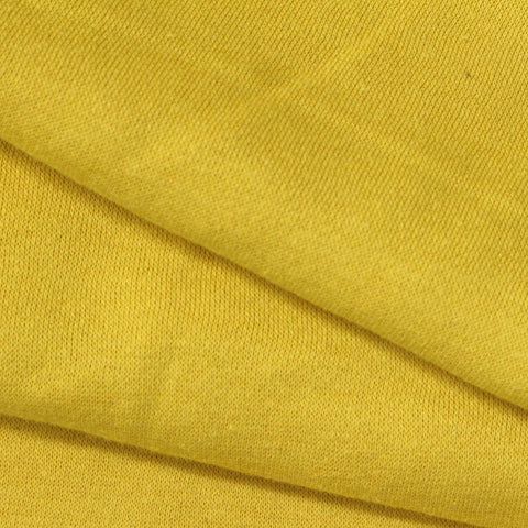 Brushed Polyester Cotton French Terry Fabric, 240 gsm, 155 cm — Yellow