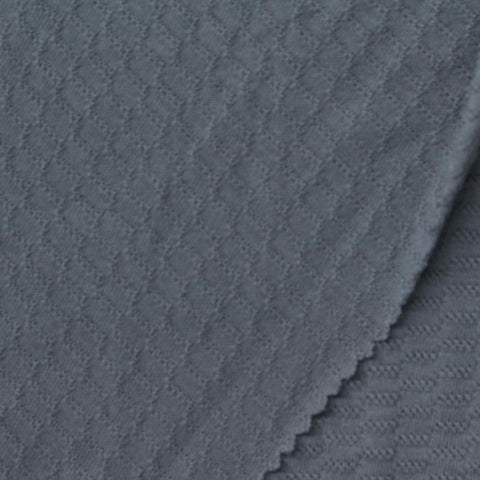 Grey-Blue Tone-on-Tone Jersey Knit, Cotton-Poly