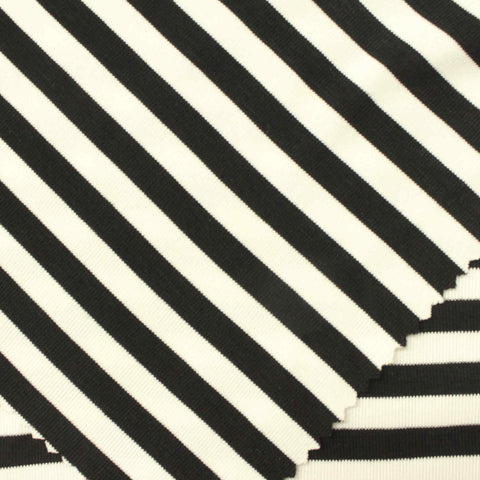 Black Horizontal-Stripe Rib Knit, Viscose, 172 gsm