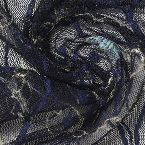 Dark Blue Lines Lace, Polyester