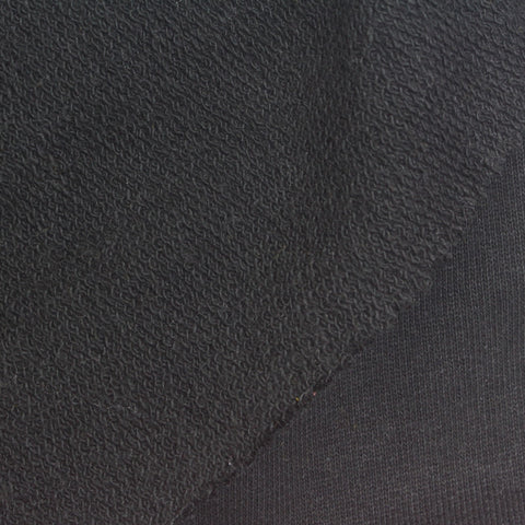 100% Cotton French Terry Fabric, 455 gsm, 165 cm — Black