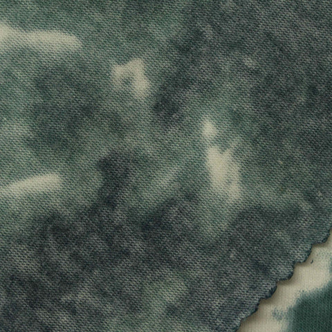 Dark Green Abstract Jersey Knit, Cotton