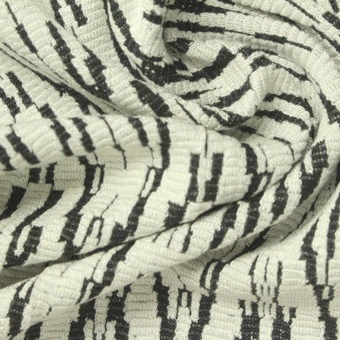 Jacquard Viscose Polyester Stretch Knit Fabric, 290 gsm, 150 cm — White