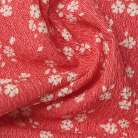 White Floral Crepe, Polyester, 160 gsm, 156 cm
