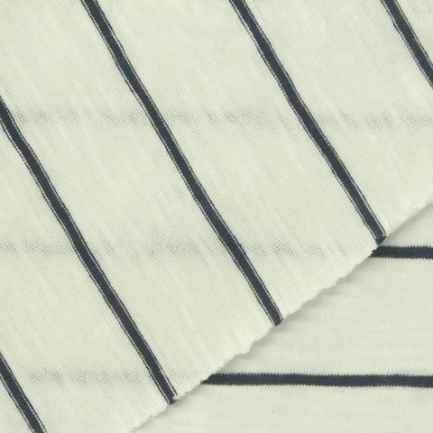 Dark Grey Horizontal-Stripe Jersey Knit, Cotton, 150 gsm