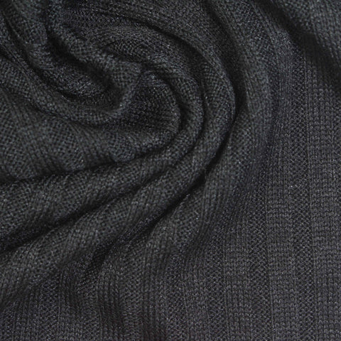 Polyester Stretch Rib Knit Fabric, 250 gsm, 160 cm — Grey