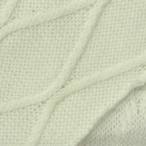 White Vertical-Eyelet Pointelle Knit, Viscose-Poly