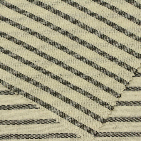 Black Horizontal-Stripe Woven, Cotton-Poly