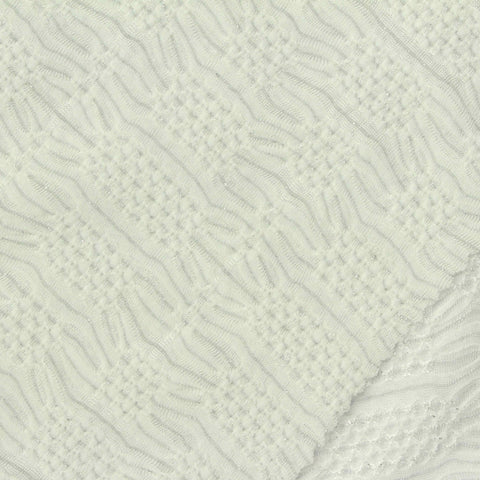 White Wavy-Line Jersey Knit, Polyester