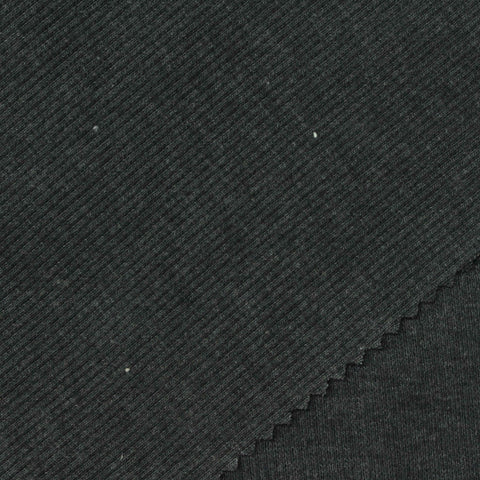 Dark Grey Marl Rib Knit, 289 gsm