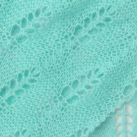 Aqua Openwork-Leaf Pointelle Knit, Polyester