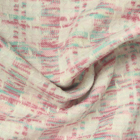 Pink Plaid Jacquard, Poly-Viscose