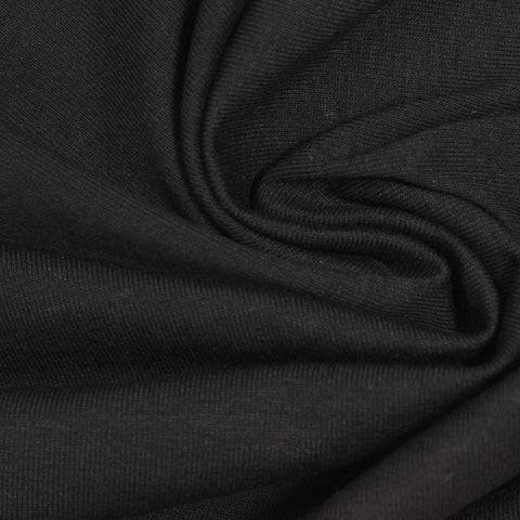 Cotton Stretch Jersey Knit Fabric, 190 gsm, 160 cm — Black
