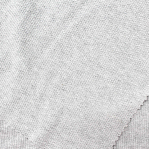 Light Grey Marl Rib Knit, Cotton-Poly, 280 gsm