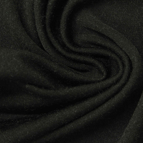 Polyester Viscose Stretch Rib Knit Fabric, 310 gsm, 170 cm — Black