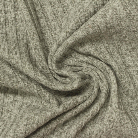 Grey Marl Rib Knit, Polyester, 240 gsm