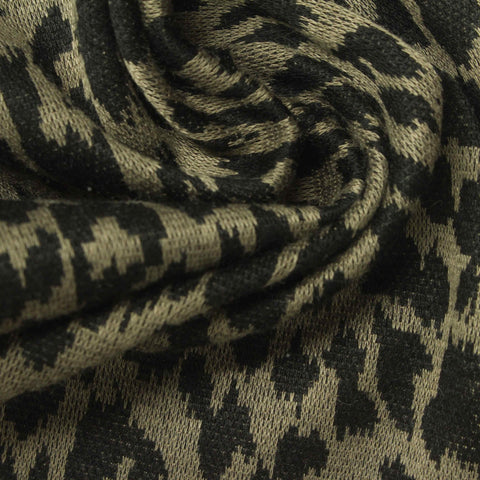 Animal Print Polyester Stretch Interlock Knit Fabric, 200 gsm, 150 cm — Khaki