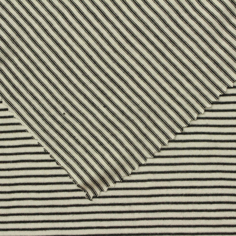 Black Horizontal-Stripe Jersey Knit, Viscose-Poly, 180 gsm
