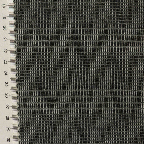 Plaid Polyester Viscose Stretch Knit Fabric, 330 gsm, 150 cm — Black