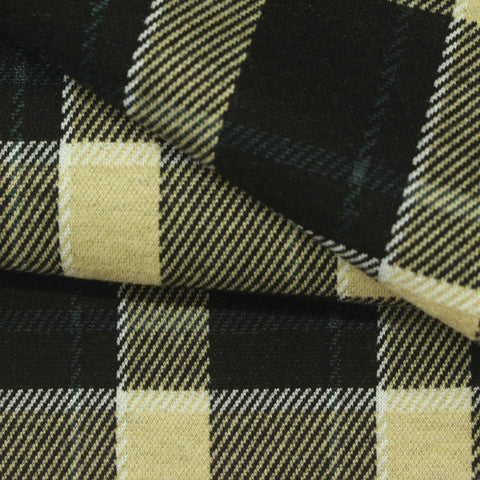 Black Plaid Interlock Knit, Poly-Viscose, 254 gsm