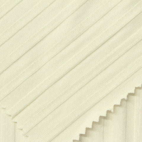 Beige Vertical-Stripe Rib Knit, Poly-Viscose, 260 gsm