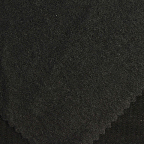Brushed Viscose Polyester Stretch French Terry Fabric, 250 gsm, 148 cm — Black