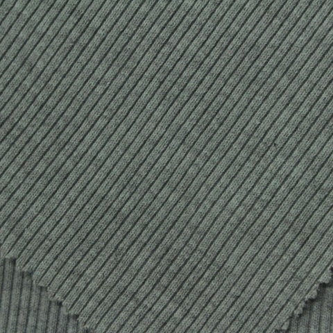 Grey-Green Heather Rib Knit, Polyester, 650 gsm