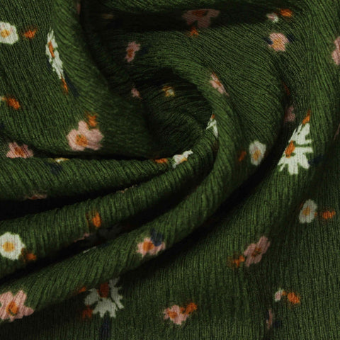 White Flowers Crepe, Polyester