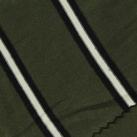 Black Horizontal-Stripe Jersey Knit, Viscose, 186 gsm