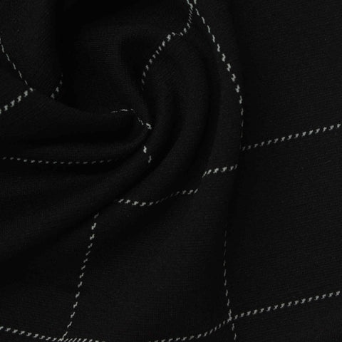 Black Check Interlock Knit, Viscose-Poly