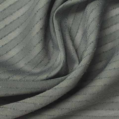 Grey-Green Stripe Crepe, Polyester
